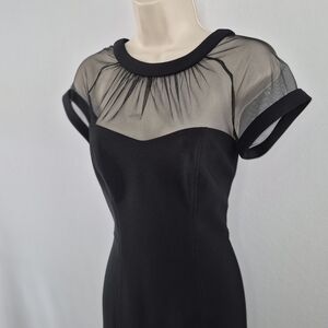 Maggy London Black Midi Dress with Sheer Details